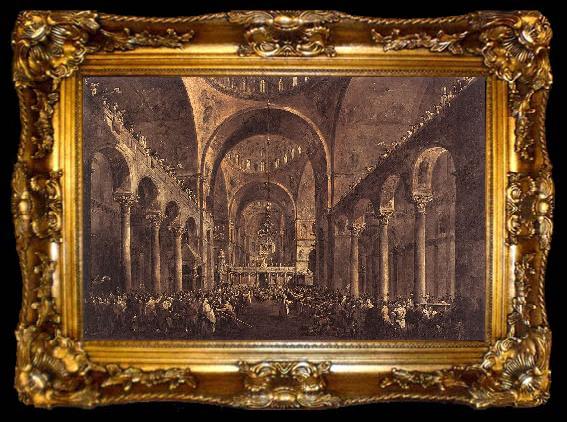 framed  GUARDI, Francesco Doge Alvise IV Mocenigo Appears to the People in St Mark s Basilica in 1763, ta009-2